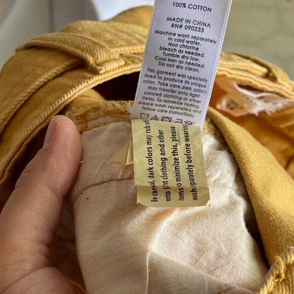 Pacsun Yellow Denim Tie Waist Raw Hem Boho Festival Mini Skirt Size 23" - Picture 8 of 8